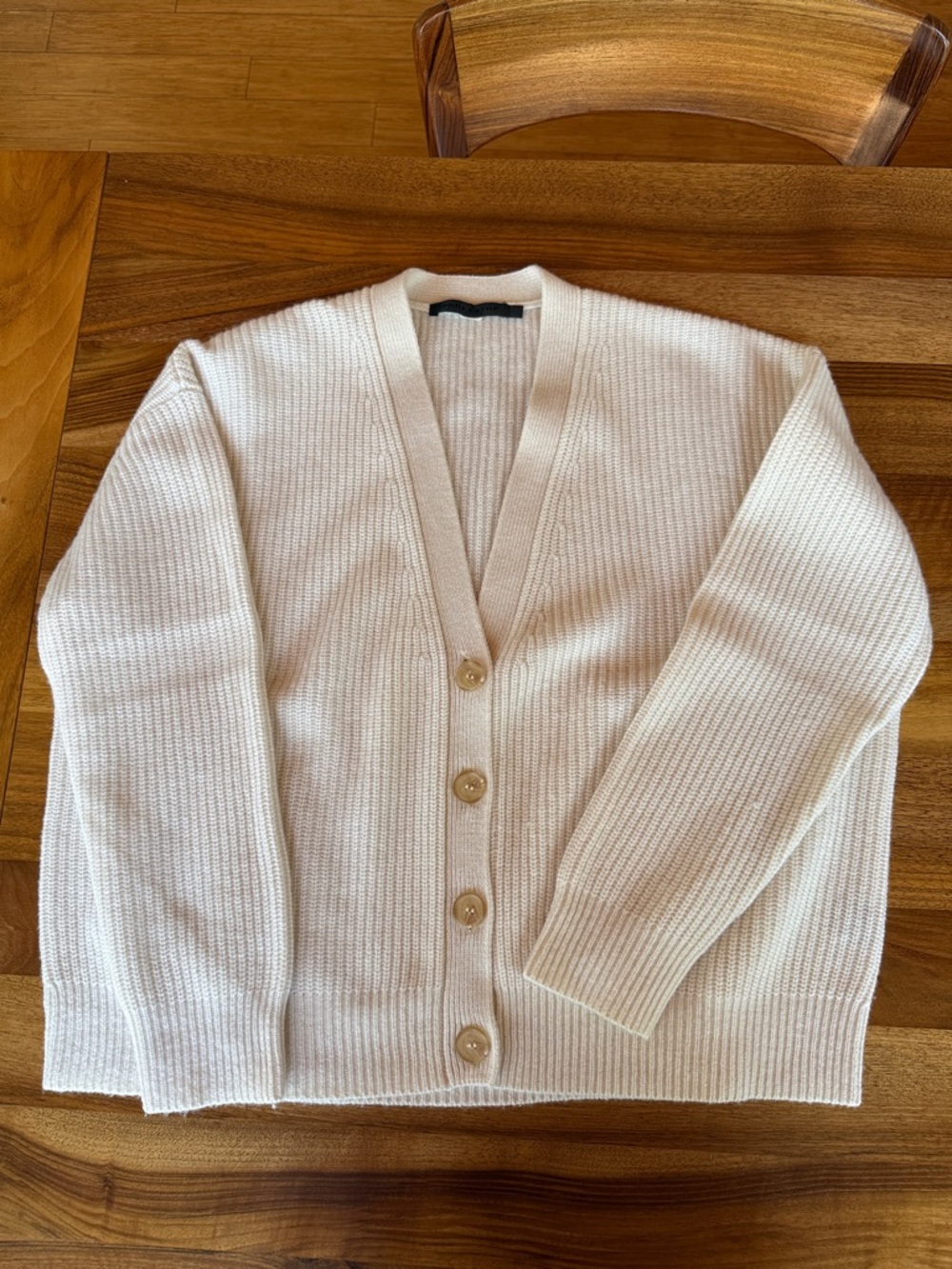 Jenni Kayne Ivory Ribbed V-Neck Button Cardigan